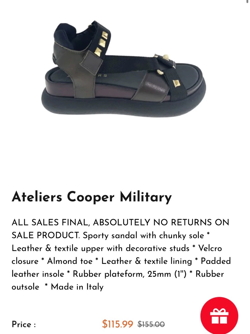 Ateliers Cooper Military Black Leather & Textile Stud Sandal